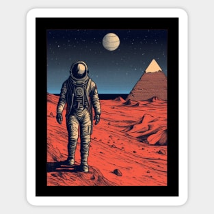 Pyramids On Mars Space Astronaut Art Sticker